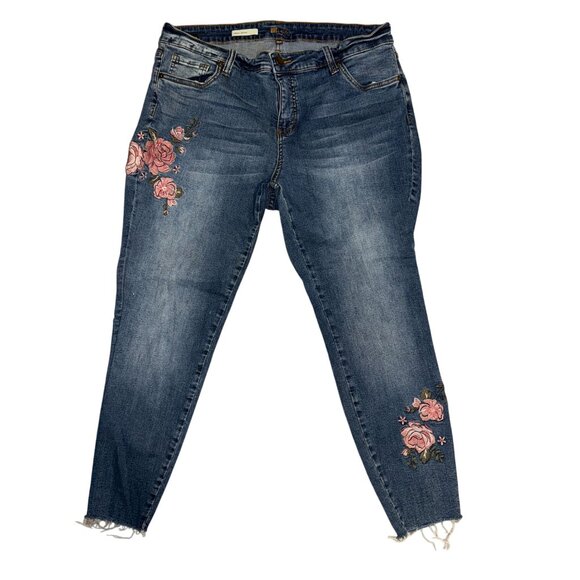Kut from the Kloth Womens Plus Size 16W 26 Ankle Skinny Distressed Floral - Picture 2 of 8